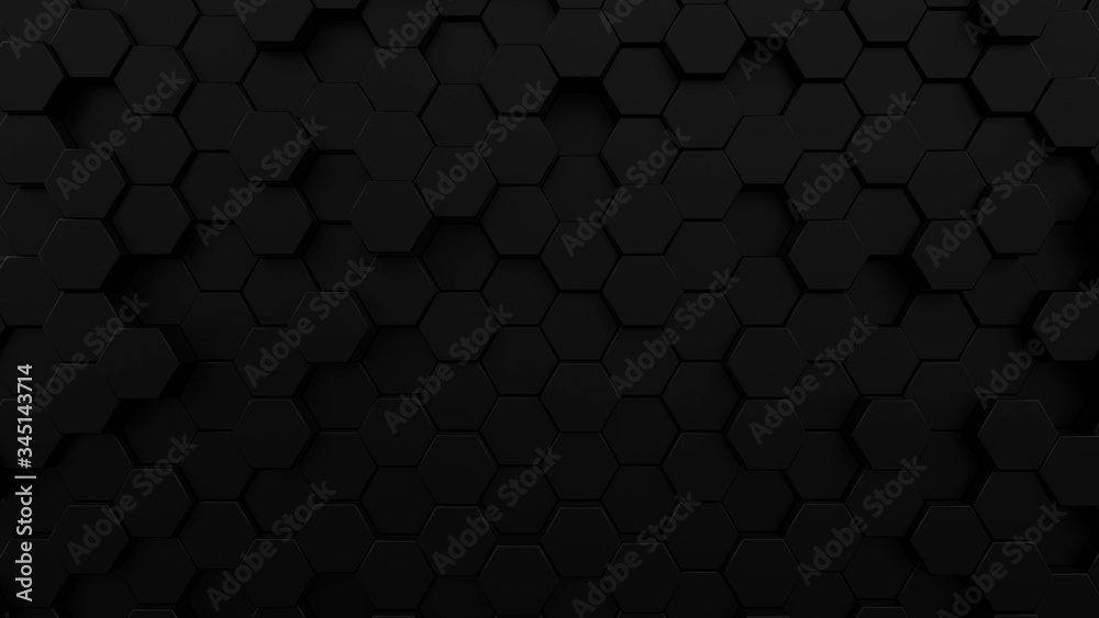 Abstract Black Honeycomb Background - 3D Illustration Abstract Black Honeycomb Background - 3D Illustration