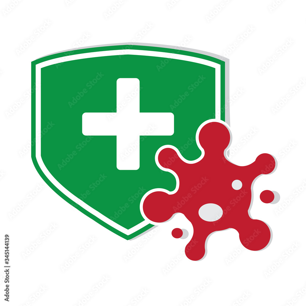 Fototapeta premium Virus protection sign isolated on white background