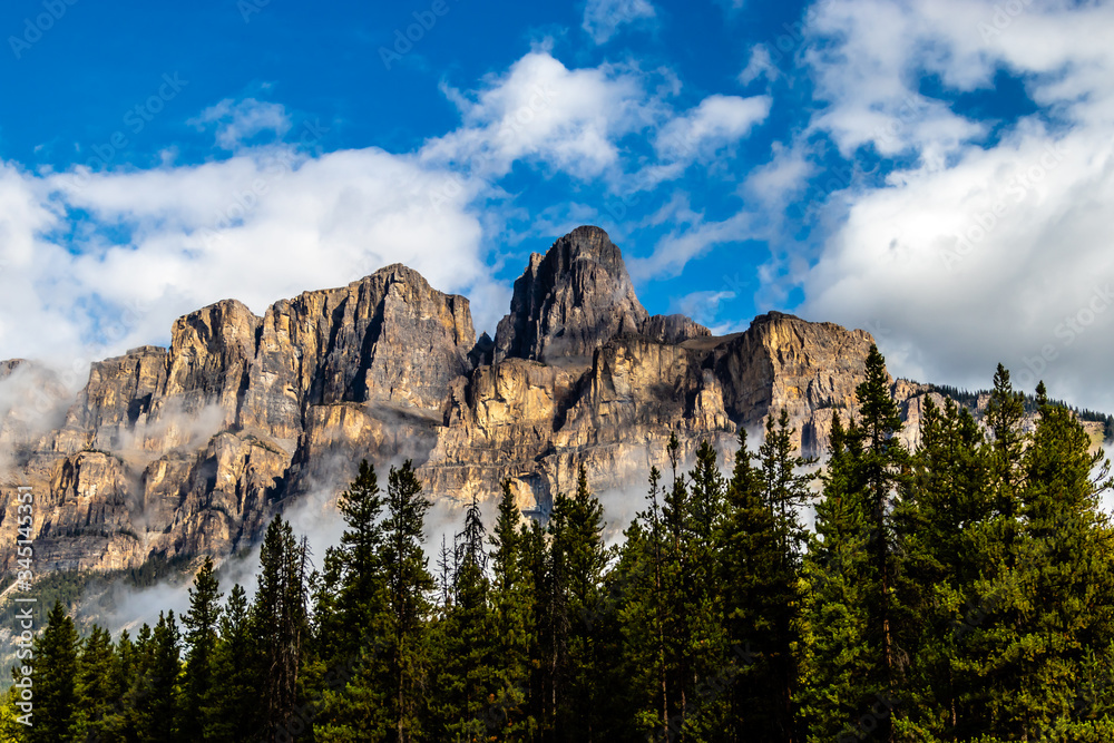 Cascade mountains and cloud cover. Banff National Park, Alberta, Canada