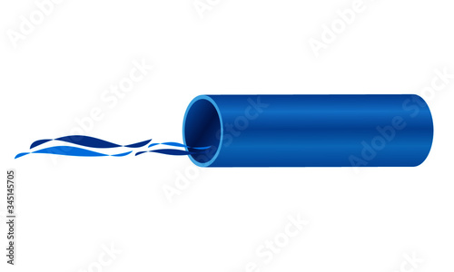 Illustration of PVC pipe plumbing with water flow graphic design logo