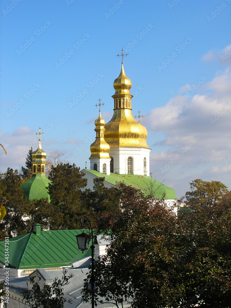 Holy Cross Cathedral of Kiev Pechersk Lavra in sunny weather