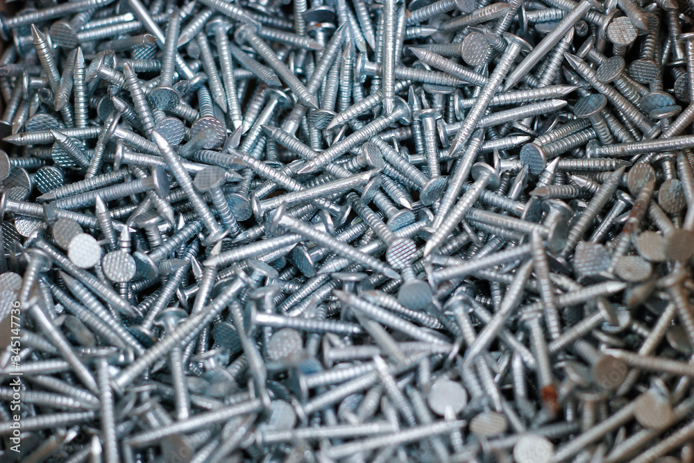 Gray nails scattered for texture background Gray nails scattered for texture background