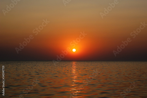 Red sunset on the Mediterranean sea