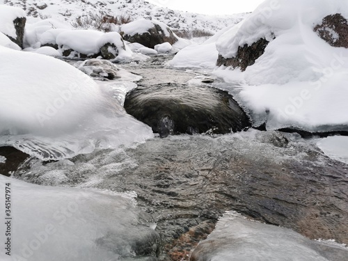 mountain river in winter