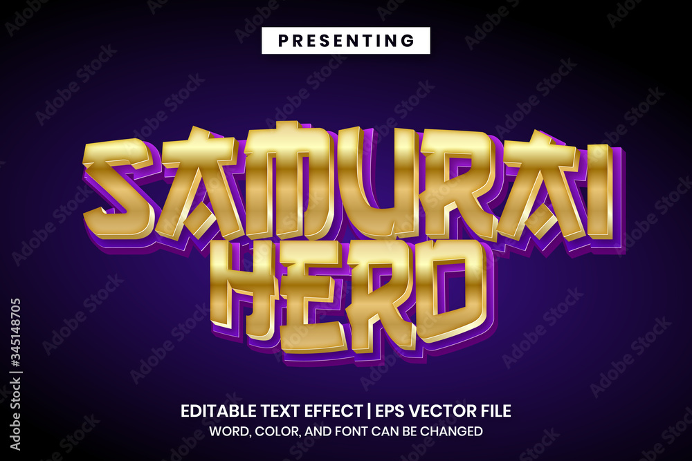 Editable text effect - samurai hero japanese game style
