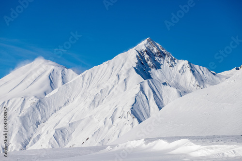 Beautiful snowy mountain peaks of the Caucasus Mountains