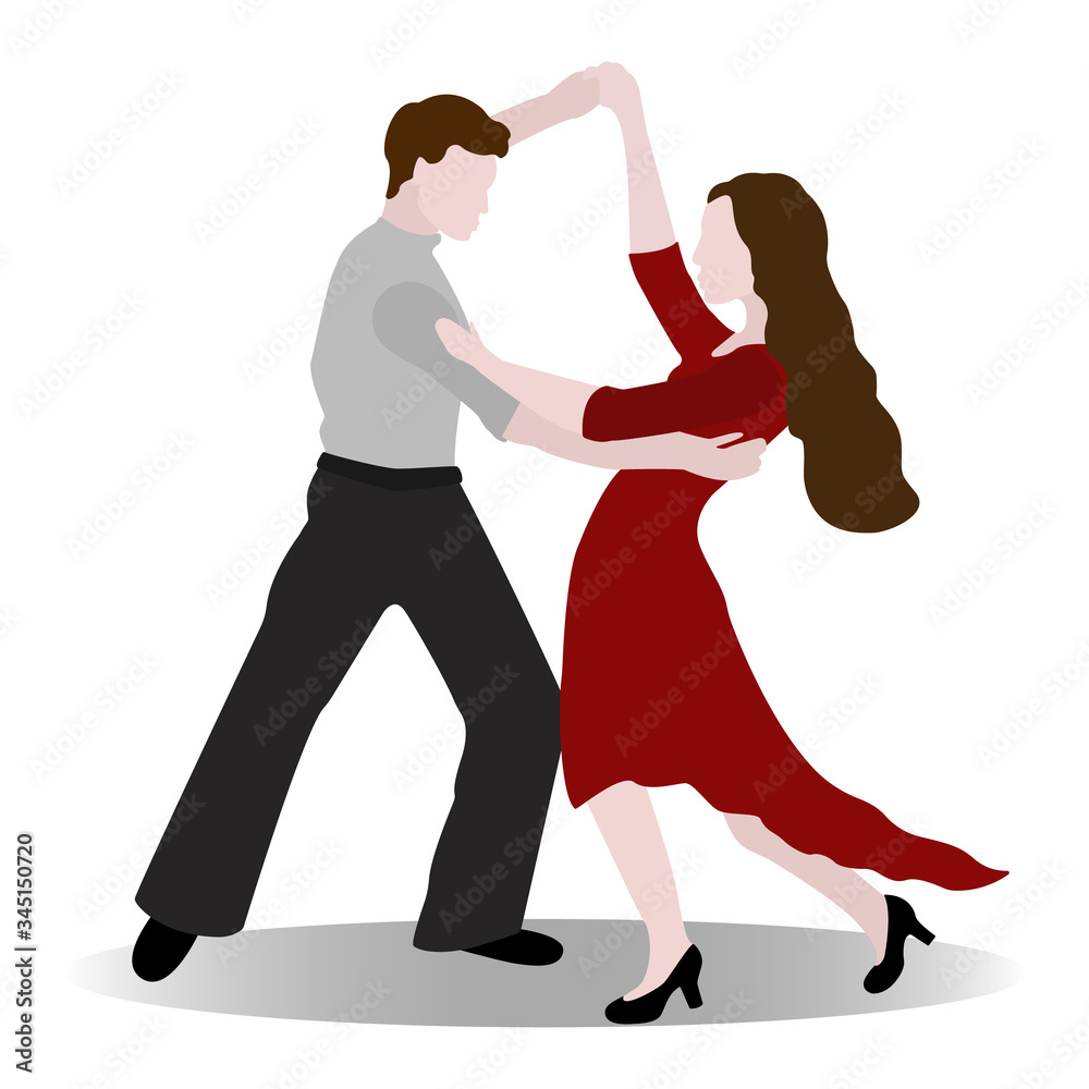 Dancing couple of people isolated on a white background. Vector illustration of an elegant couple of ballroom or latin american dancers