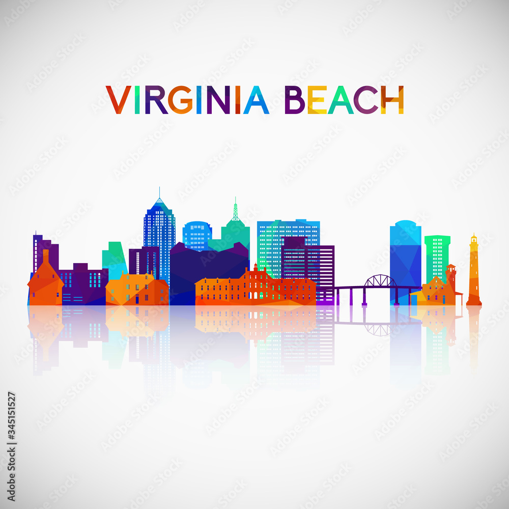 Virginia Beach skyline silhouette in colorful geometric style. Symbol for your design. Vector illustration.