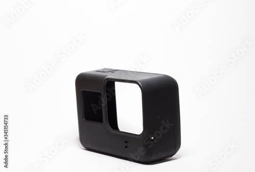 action Camera cover case, White background with space for text