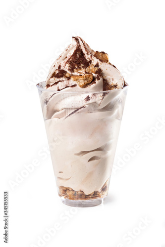 Mousse Sundae in Glass – Coffee Dessert – Isolated on White Background