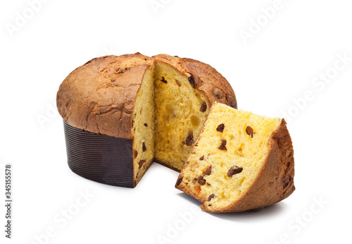 Wallpaper Mural Panettone from Italy, Traditional Christmas Sweet Bread with Raisins – Isolated on White Background Torontodigital.ca