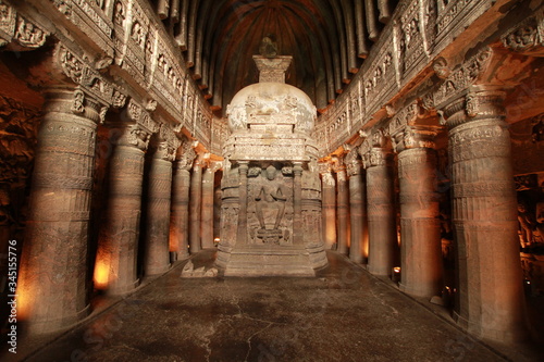 Chaitya Griha or prayer hall at Ajanta Caves