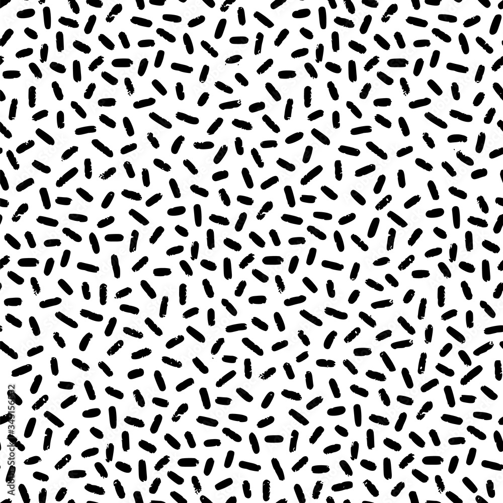 Hand-drawn black and white seamless herringbone and tweed texture. Vector repeat pattern.