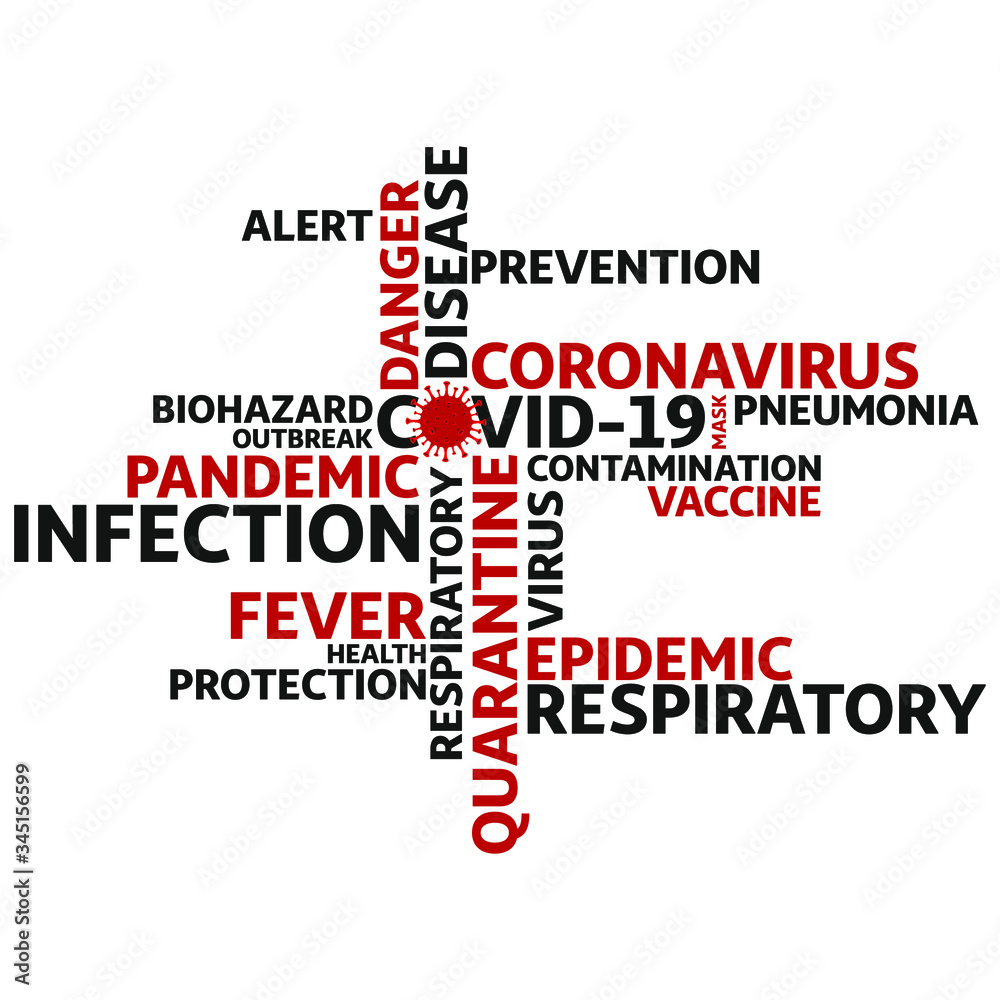 New Coronavirus Covid19 word cloud concept vector illustration New Coronavirus Covid19 word cloud concept vector illustration
