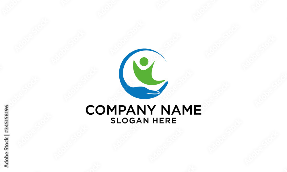 combination of hand and people logo design combination of hand and people logo design
