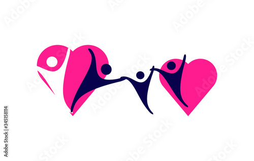 vector concept of orphans in heart icon, love and happy life vector illustration.