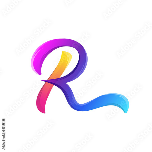 letter r abstract vector logo