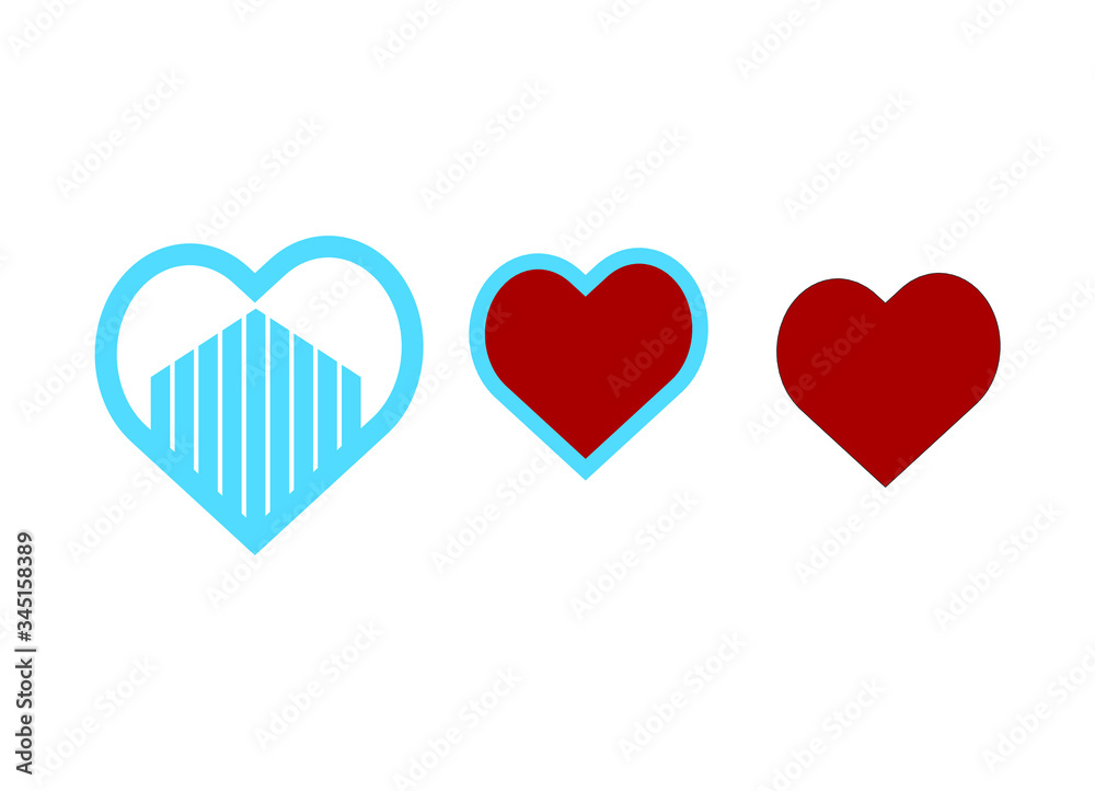 Love heart icon concept . Red heart symbol 