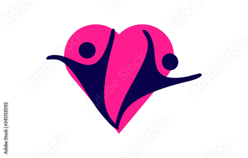 vector concept of orphans in heart icon, love and happy life vector illustration.