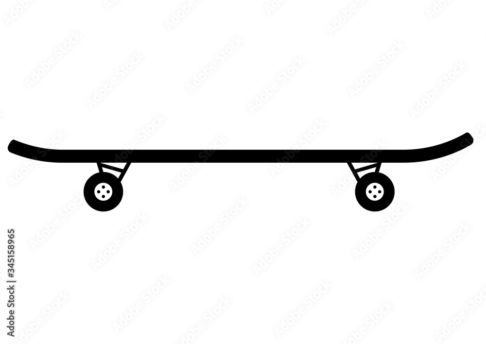 Skateboard. Vector flat icon illustration isolated on white background. Skateboard simple icon in glyph style. Vector