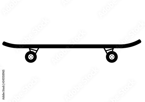 Skateboard. Vector flat icon illustration isolated on white background. Skateboard simple icon in glyph style. Vector