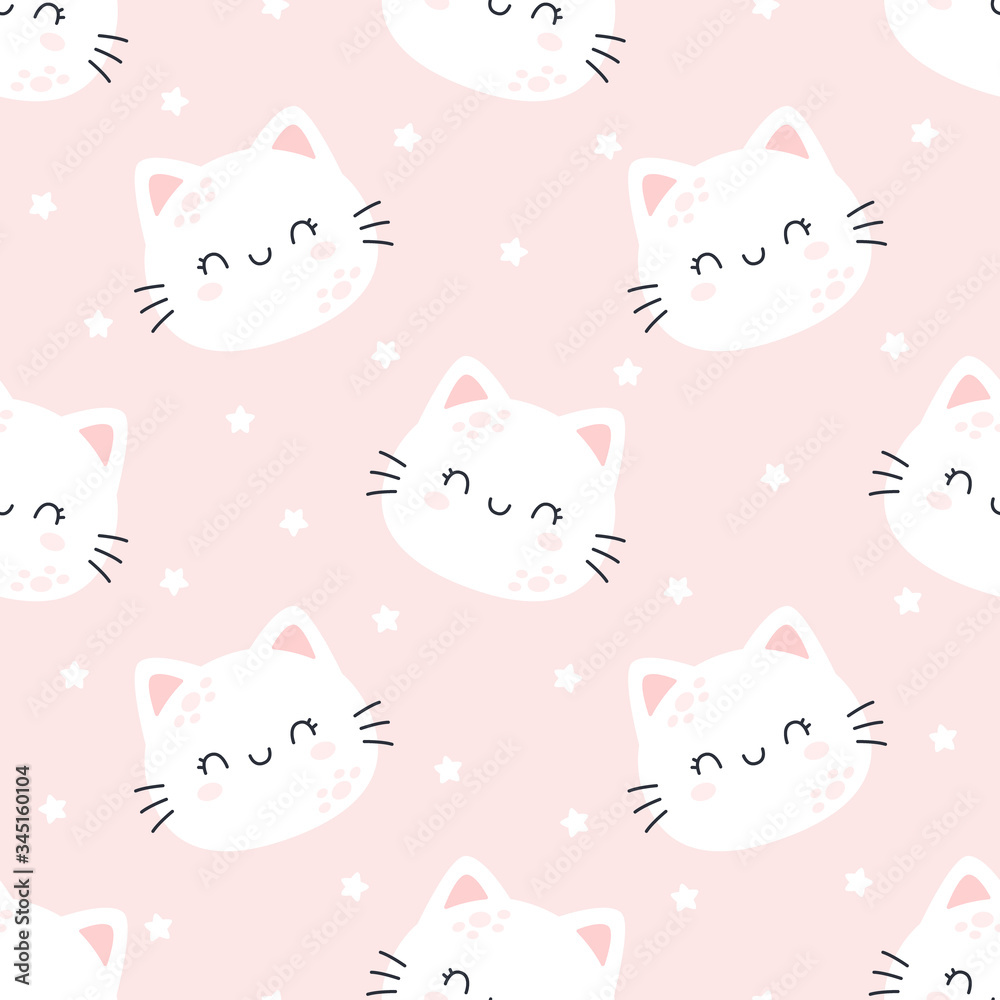 Cat planet seamless pattern background