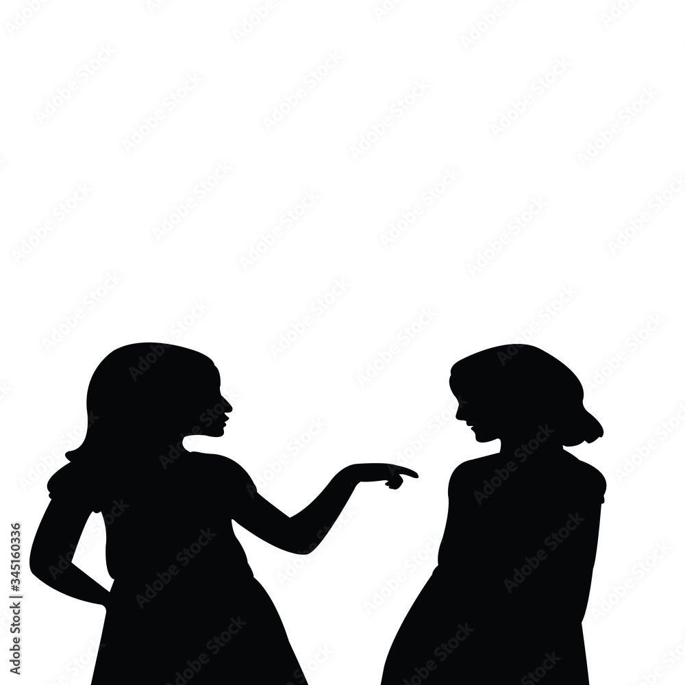 two girls talking heads silhouette vector