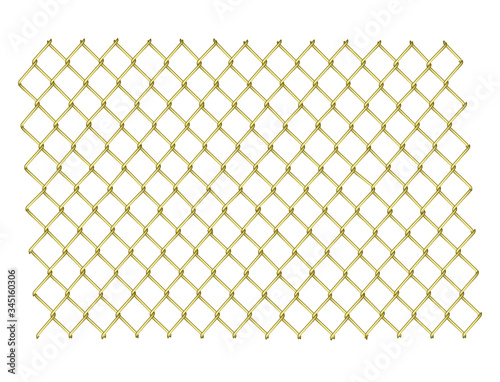 gold mesh fence for construction. Vector element of the chain-link on black and white background
