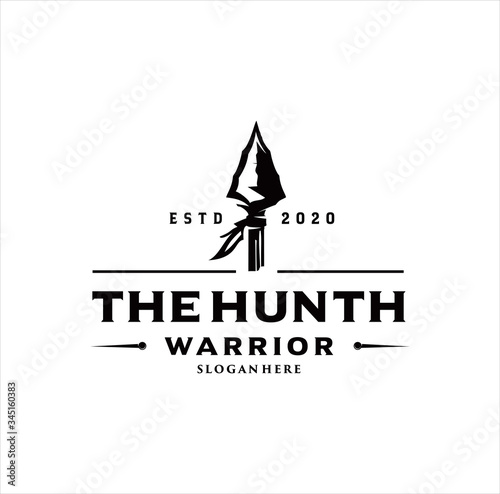 Arrowhead Spear Hunting Logo Design Vintage Hipster Retro