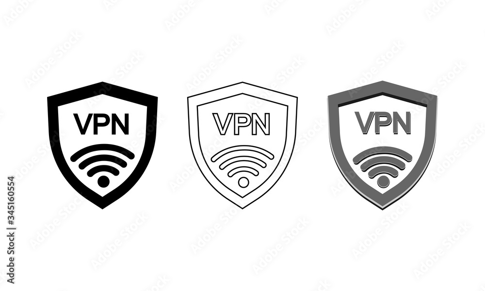 VPN safety shield icon set on isolated background for applications, web, app. EPS 10 vector. VPN safety shield icon set on isolated background for applications, web, app. EPS 10 vector.