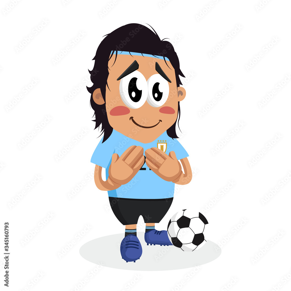 Uruguay mascot and background ashamed pose with flat design style for your logo or mascot branding Uruguay mascot and background ashamed pose with flat design style for your logo or mascot branding