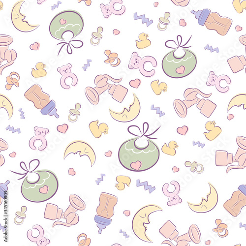 Seamless print for children with toys for babies.