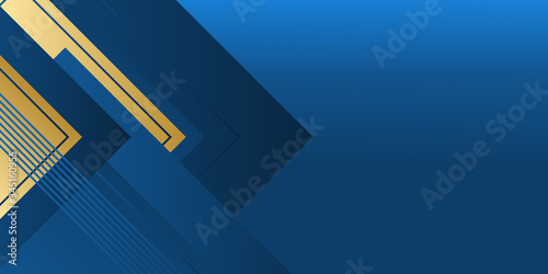 Elegant navy blue background with overlap layer. 
Abstract elegant dark blue texture composition with two arcs with a gold border. 
Abstract polygonal pattern luxury dark blue with gold 