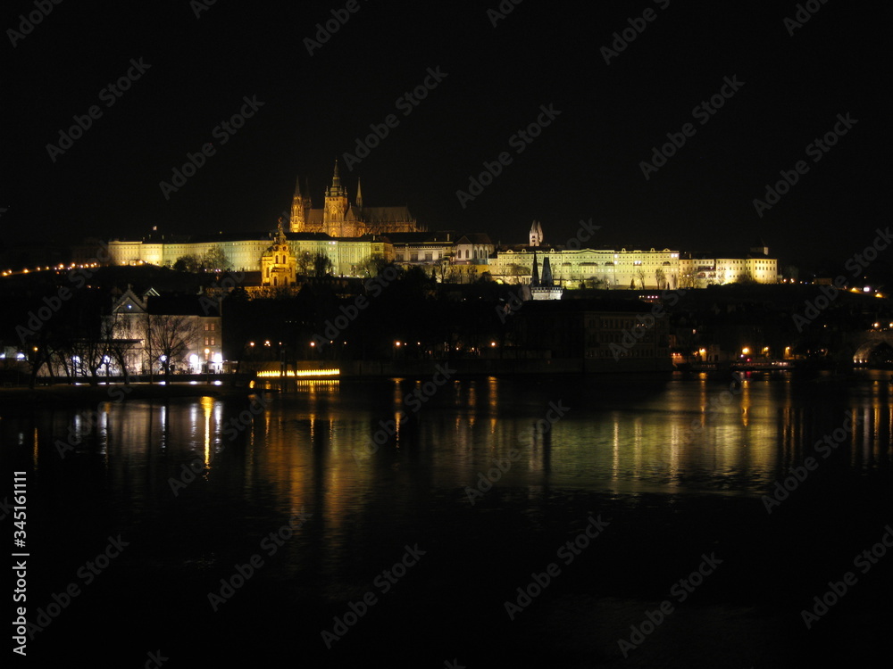 Prague castle view at night