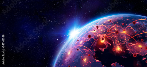 Fototapeta Naklejka Na Ścianę i Meble -  Coronavirus Spreading In Europe - Elements of this image furnished by NASA - contain 3d Rendering