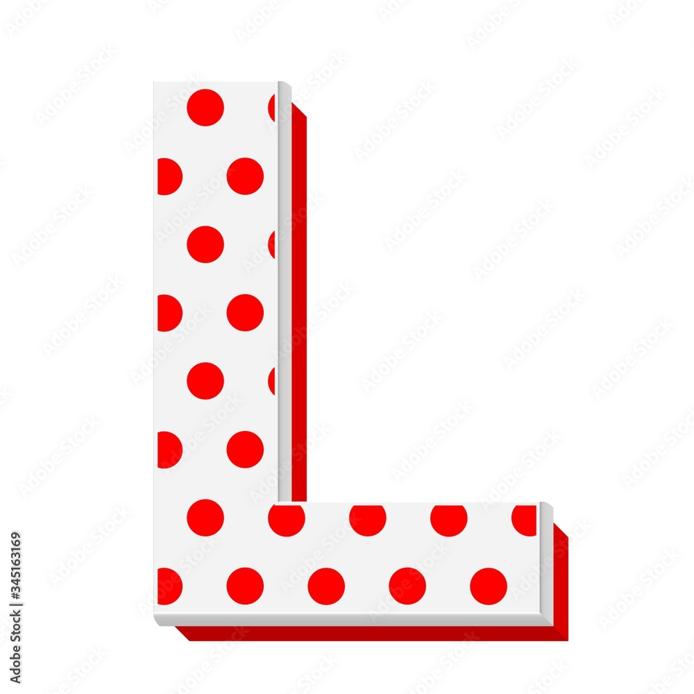 3D ENGLISH ALPHABET MADE OF RED AND WHITE GIFT BOX WITH RED DOTS : L 3D ENGLISH ALPHABET MADE OF RED AND WHITE GIFT BOX WITH RED DOTS : L