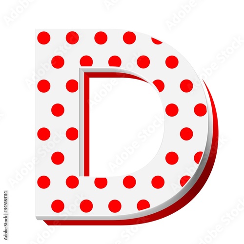 3D ENGLISH ALPHABET MADE OF RED AND WHITE GIFT BOX WITH RED DOTS : D