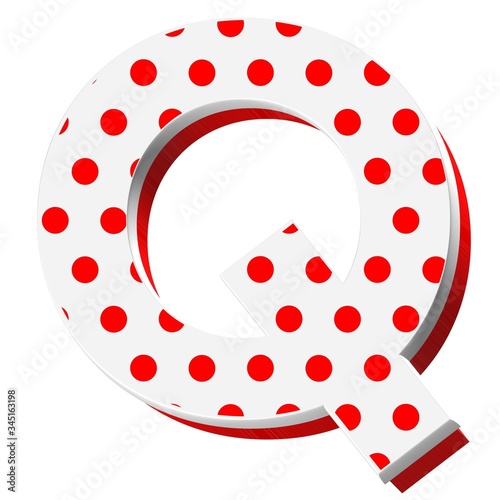 3D ENGLISH ALPHABET MADE OF RED AND WHITE GIFT BOX WITH RED DOTS : Q