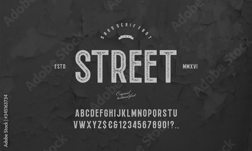Original display alphabet. Vintage font design. Typeface. Vector Illustration.