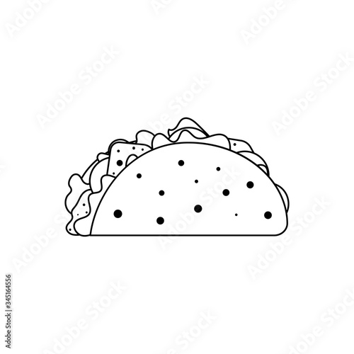 Icon mexican taco in tortilla