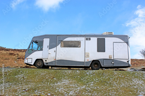 Motor Home on Dartmoor in winter