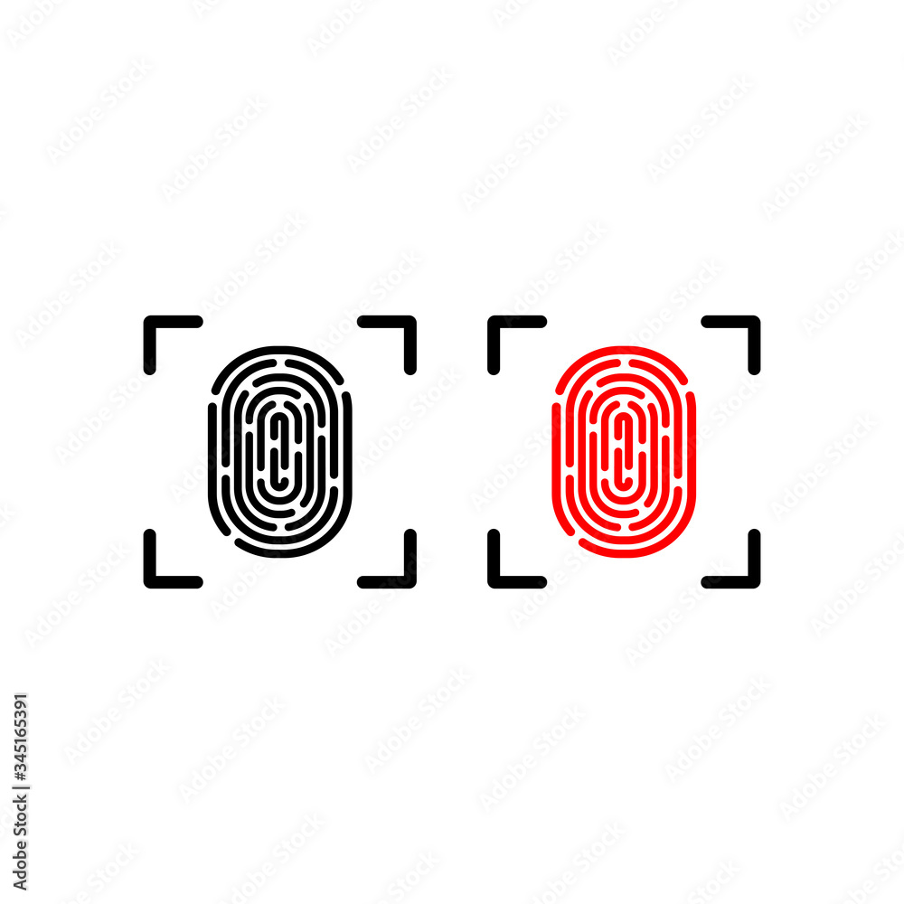 Fingerprint scan icon or touch ID on isolated white background. EPS 10 vector. Fingerprint scan icon or touch ID on isolated white background. EPS 10 vector.