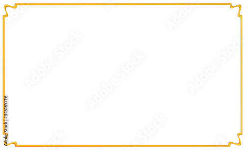 Vintage gold simple frame. Beautiful golden style decorative border, isolated. Deco elegant art object. Empty copy space for decoration, photo, banner. Vector illustration
