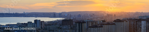 Baku panorama in golden sunset