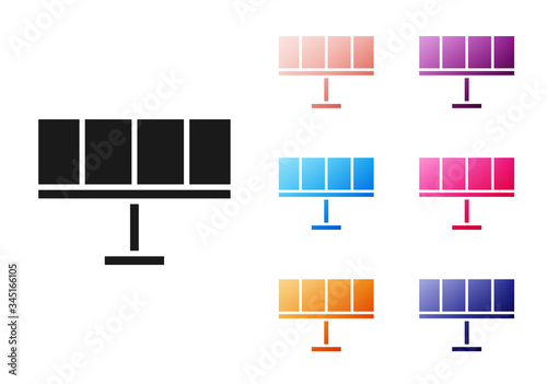 Black Solar energy panel icon isolated on white background. Set icons colorful. Vector Illustration