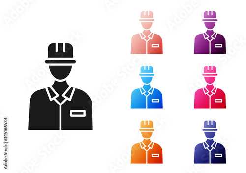 Black Oilman icon isolated on white background. Set icons colorful. Vector Illustration