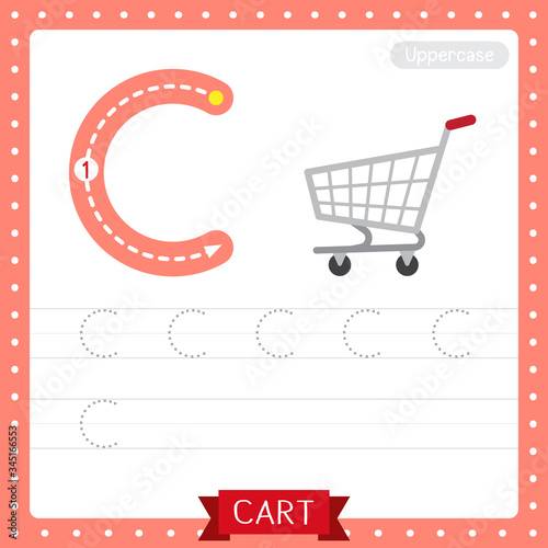 Letter C uppercase tracing practice worksheet. Cart