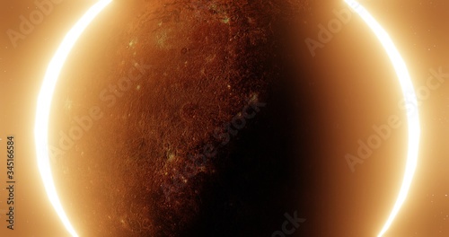 Surface Sun-lights On Red Planet. Red Planet. Red galaxy in space. Elements of this image furnished by NASA
