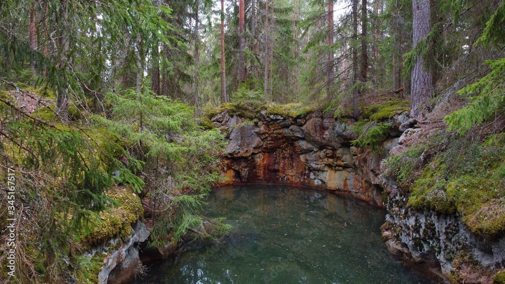 Old mine filled in water. Old mine filled in water.