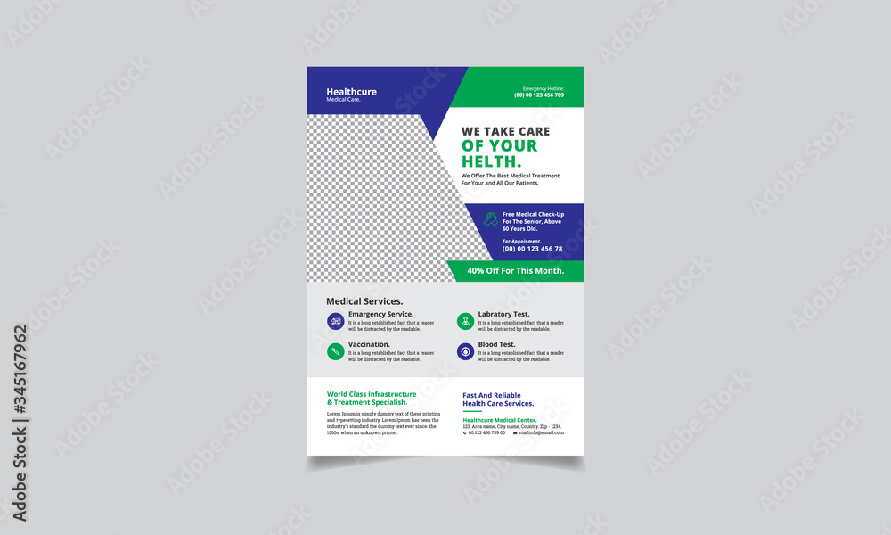 Obraz premium Medical flyer design template Hospital promotional flyer 